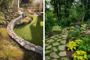 использование натурального камня в дизайне сада