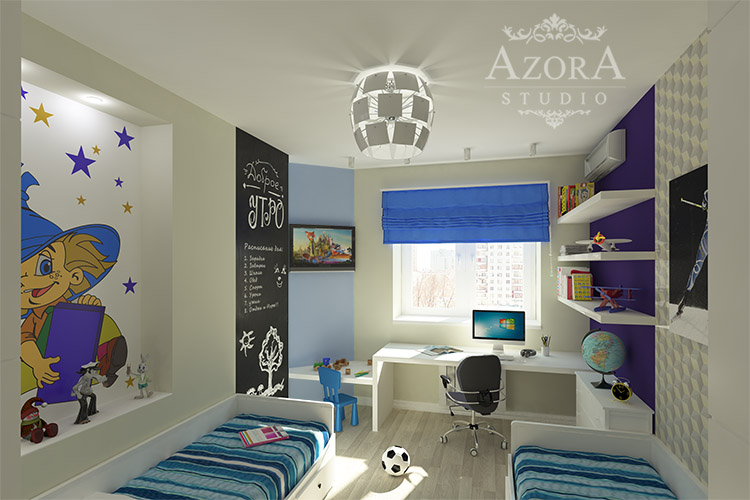 дизайн интерьера детской комнаты для мальчиков